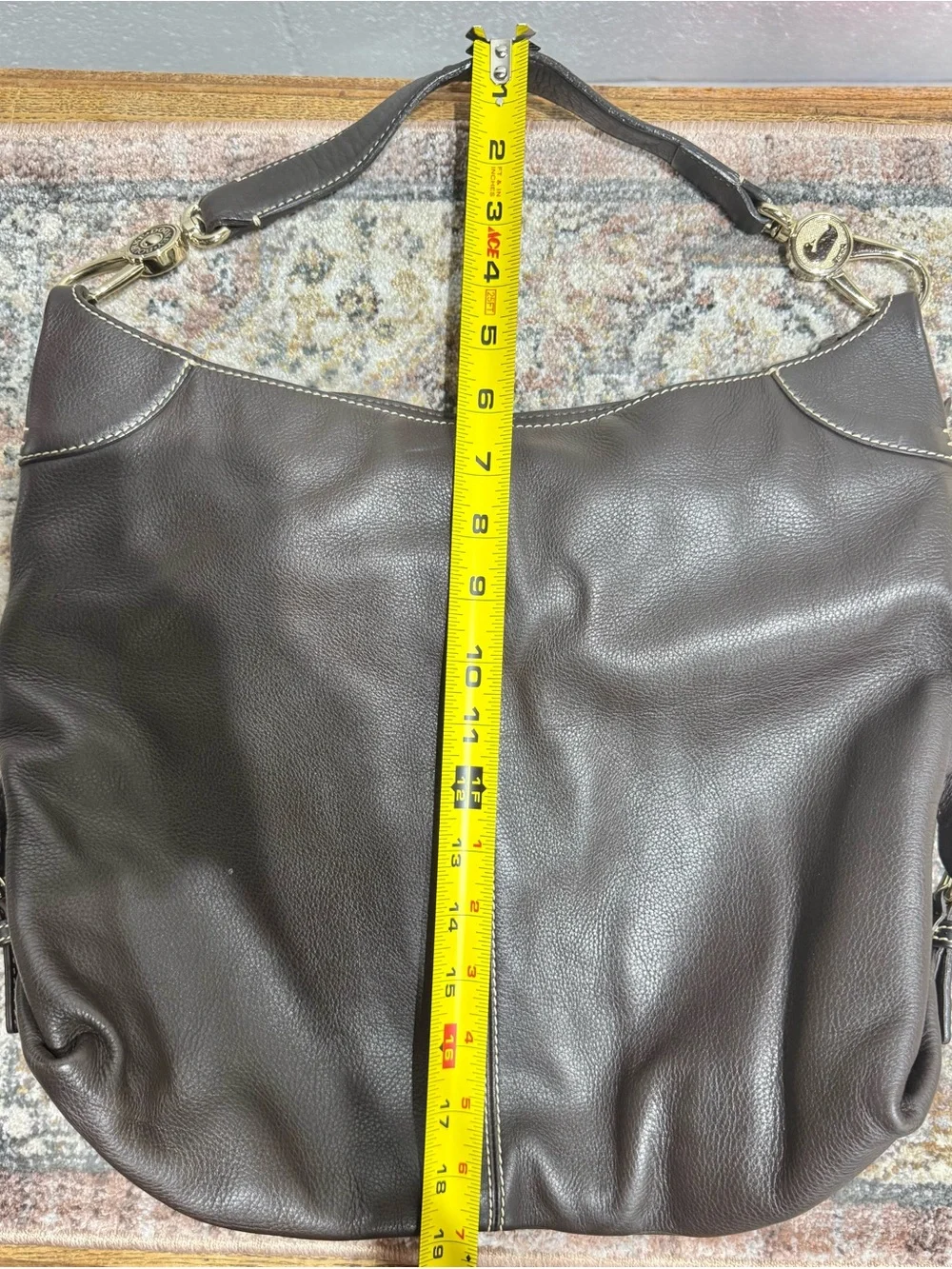 Dooney & Bourke Dark Brown Pebbled Leather Shoulder Hobo